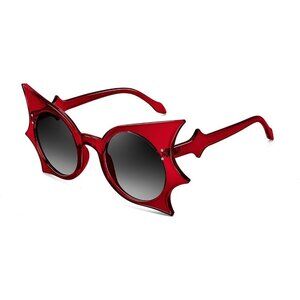 🆕Women Red Funny Butterfly Shaped Bat Shades for Halloween Sunglasses